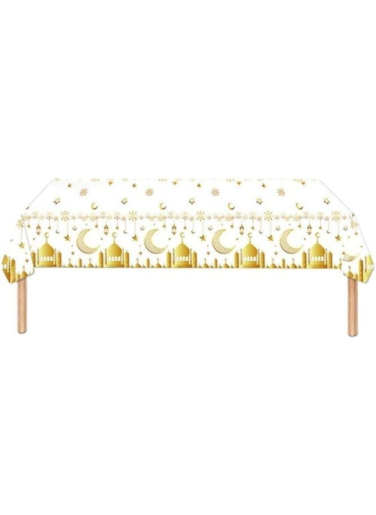 Premium Ramadan Mubarak Table Cover with Golden Mosque & Crescent Design for Iftar and Eid Decoration - Image 3